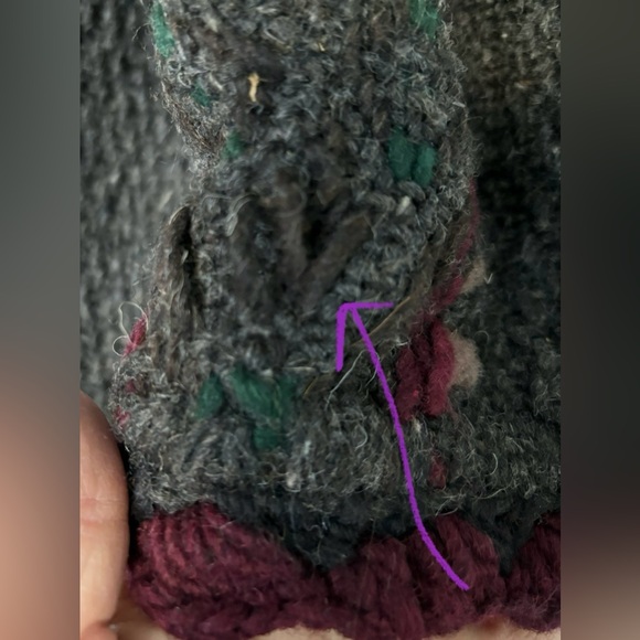 Vintage Ecuador Handmade 100% Wool Oversized Cardigan Sweater, Grey, SISANDINA - Picture 8 of 16